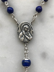 Saint Francis Auto Rosary - Lapis and Sterling Silver - One Decade Rosary - Car Rosary CeCeAgnes