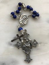 Load image into Gallery viewer, Saint Francis Auto Rosary - Lapis and Sterling Silver - One Decade Rosary - Car Rosary CeCeAgnes
