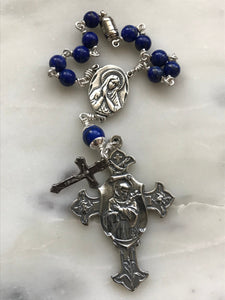 Saint Francis Auto Rosary - Lapis and Sterling Silver - One Decade Rosary - Car Rosary CeCeAgnes