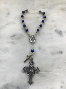 Saint Francis Auto Rosary - Lapis and Sterling Silver - One Decade Rosary - Car Rosary CeCeAgnes