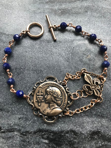 Saint Joan of Arc Bracelet - Solid Bronze and Lapis