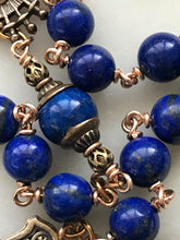 Load image into Gallery viewer, Pocket Servite Rosary - AAA Lapis - Bronze - Seven Sorrows Chaplet - Our Lady of Sorrows CeCeAgnes
