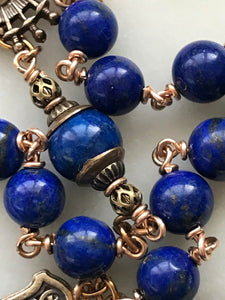 Pocket Servite Rosary - AAA Lapis - Bronze - Seven Sorrows Chaplet - Our Lady of Sorrows CeCeAgnes