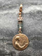 Load image into Gallery viewer, Bag Charm  Saint Cecilia Zipper Pull - Bronze and November Topaz
