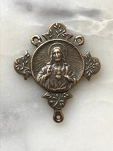 Load image into Gallery viewer, Sacred Heart Rosary Centerpiece: 1213 Bronze Antique Reproduction Medal
