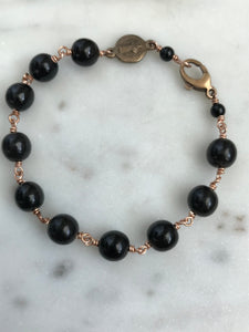 Saint Benedict Bracelet Set - Bronze and Horn bead