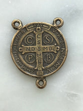 Load image into Gallery viewer, Saint Benedict Rosary Centerpiece - Bronze  - Antique Reproduction 1318 CeCeAgnes Rosary Parts
