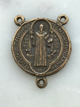 Load image into Gallery viewer, Saint Benedict Rosary Centerpiece - Bronze  - Antique Reproduction 1318 CeCeAgnes Rosary Parts
