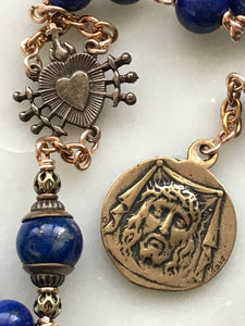 Pocket Servite Rosary - AAA Lapis - Bronze - Seven Sorrows Chaplet - Our Lady of Sorrows CeCeAgnes