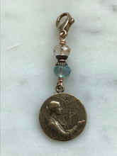 Load image into Gallery viewer, Bag Charm  Saint Cecilia Zipper Pull - Bronze and November Topaz
