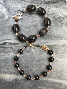 Saint Benedict Bracelet Set - Bronze and Horn bead