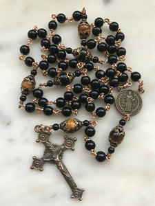 Black Onyx Rosary - Saint Benedict - Bronze Medals CeCeAgnes