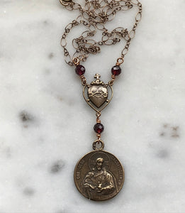 Sacred Heart Necklace - Solid  Bronze