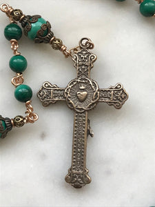 Beautiful Green Malachite Rosary - Bronze CeCeAgnes