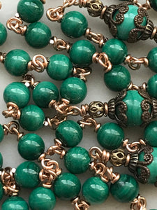 Beautiful Green Malachite Rosary - Bronze CeCeAgnes