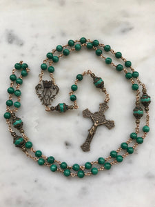 Beautiful Green Malachite Rosary - Bronze CeCeAgnes