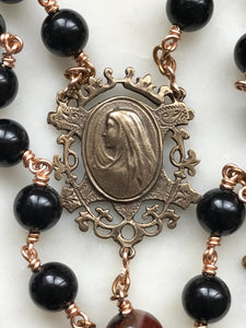 Large Black Onyx Rosary - Bronze Medals CeCeAgnes