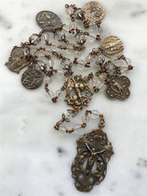 Load image into Gallery viewer, Saint Michael Chaplet - Wire wrapped - Crystal Quartz - Bronze - St. Michael and Angels Crucifix CeCeAgnes
