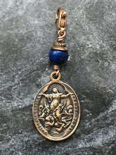 Load image into Gallery viewer, Bag Charm Purgatory Zipper Pull - Bronze and Lapis
