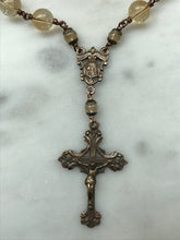 Load image into Gallery viewer, Auto Rosary - Bronze and Citrine - Car Rosary - Rear View Mirror Rosary
