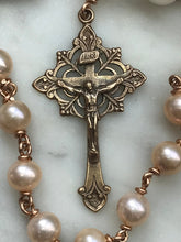 Load image into Gallery viewer, Beautiful Single Decade Rosary! - Freshwater Pearls - Bronze - Monstrance - OL of Sorrows - Sacred Heart
