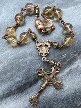 Load image into Gallery viewer, Auto Rosary - Bronze and Citrine - Car Rosary - Rear View Mirror Rosary
