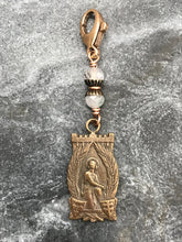 Load image into Gallery viewer, Bag Charm Joan of Arc Zipper Pull - Bronze and Moonstone
