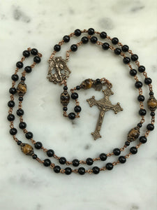 Black Onyx Rosary - Saint Michael - Bronze Medals CeCeAgnes