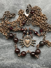 Load image into Gallery viewer, Seven Sorrows Necklace- OL of Sorrows, Garnet Gemstones and Bronze
