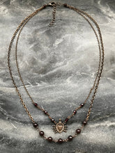 Load image into Gallery viewer, Seven Sorrows Necklace- OL of Sorrows, Garnet Gemstones and Bronze
