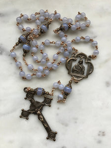 Beautiful Rosary - Blue Lace Agate - Bronze  - Wire-Wrapped CeCeAgnes