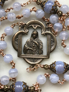 Beautiful Rosary - Blue Lace Agate - Bronze  - Wire-Wrapped CeCeAgnes