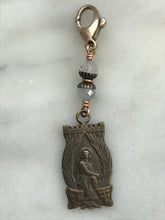 Load image into Gallery viewer, Bag Charm Joan of Arc Zipper Pull - Bronze and Moonstone
