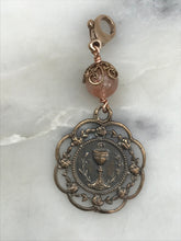 Load image into Gallery viewer, Bag Charm -  First Communion Zipper Pull - Bronze and Peach Quartz
