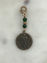 Load image into Gallery viewer, Bag Charm - Saint Patrick Irish Zipper Pull - Bronze and Green Jade
