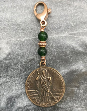 Load image into Gallery viewer, Bag Charm - Saint Patrick Irish Zipper Pull - Bronze and Green Jade
