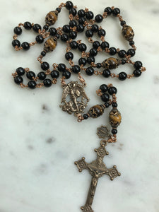 Black Onyx Rosary - Saint Michael - Bronze Medals CeCeAgnes