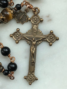 Black Onyx Rosary - Saint Michael - Bronze Medals CeCeAgnes