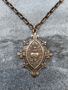 Sacred Heart of Jesus Solid Bronze Necklace