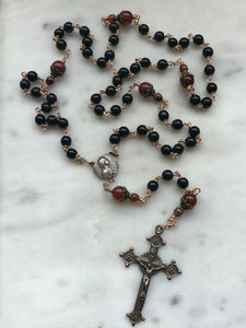 Black Onyx Rosary - Bronze Medals - Virgo Maria CeCeAgnes