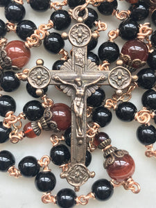 Black Onyx Rosary - Bronze Medals - Virgo Maria CeCeAgnes