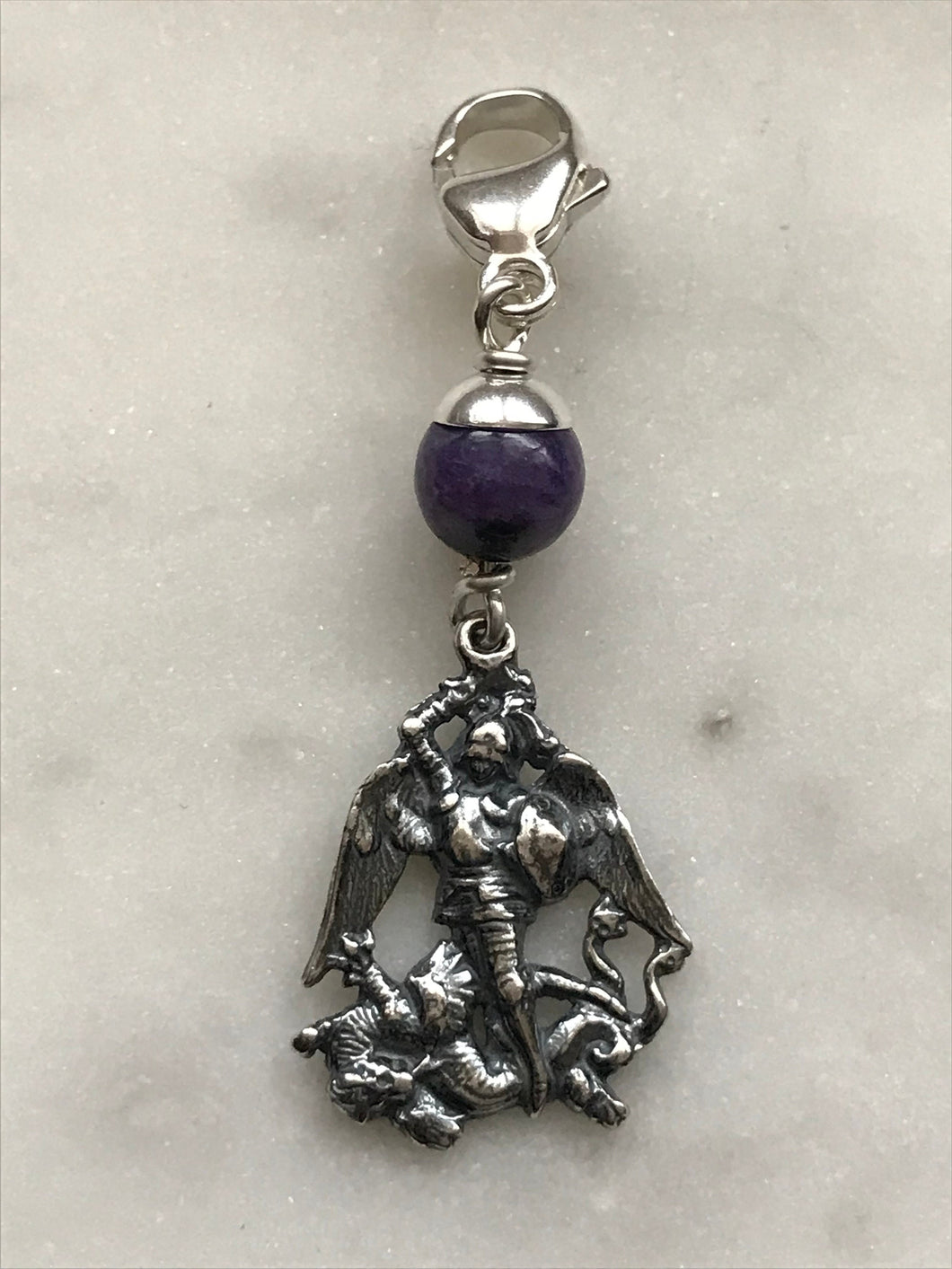 Saint Michael Bag Charm - Zipper Pull - All Sterling Silver CeCeAgnes