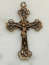 Load image into Gallery viewer, Floral Crucifix -  Bronze - Antique Reproduction 1229 CeCeAgnes Rosary Parts
