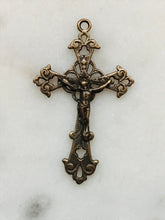 Load image into Gallery viewer, Petite Crucifix -  Bronze - Antique Reproduction 700 CeCeAgnes Rosary Parts
