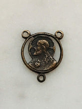 Load image into Gallery viewer, Sacred Heart Rosary Center - Bronze  - Antique Reproduction 288 CeCeAgnes Rosary Parts
