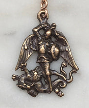 Load image into Gallery viewer, Medal - Saint Michael - Bronze or Sterling Silver - Antique Reproduction 1197m CeCeAgnes Rosary Parts
