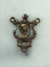 Load image into Gallery viewer, Rosary Center - Virgin Mary - Bronze  - Antique Reproduction 1220 CeCeAgnes Rosary Parts
