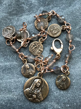 Load image into Gallery viewer, Seven Sorrows Bronze Charm Bracelet - Labradorite Gemstones
