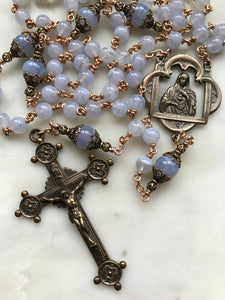 Beautiful Rosary - Blue Lace Agate - Bronze  - Wire-Wrapped CeCeAgnes