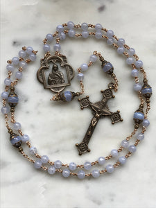 Beautiful Rosary - Blue Lace Agate - Bronze  - Wire-Wrapped CeCeAgnes